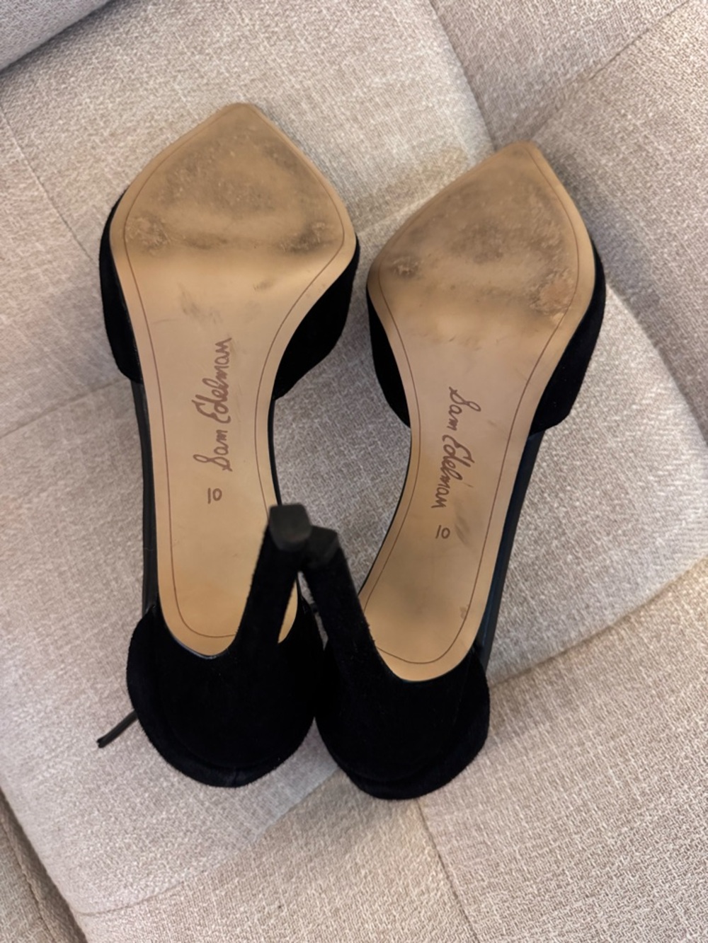 Sam Edelman Harlow Sz 10 Black Suede D’Orsay Heels Ankle Strap Pointed Toe - Picture 4 of 7